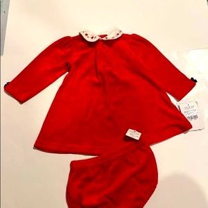 Little Me red velvet dress 12 mo